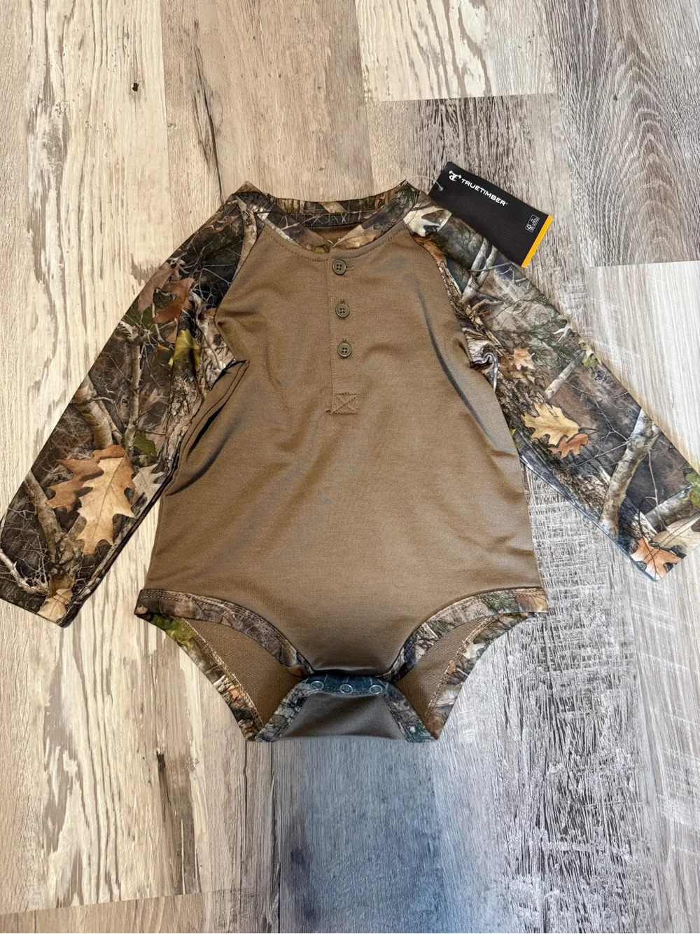 Bass Pro Shops Brown Camo Long-Sleeve Baby Onesie